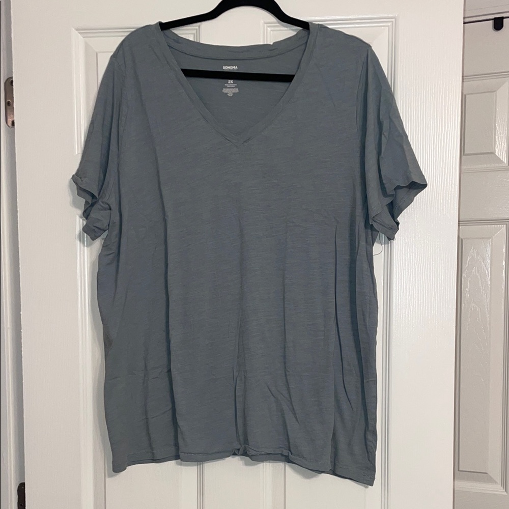 Sonoma Women's V-Neck Short Sleeve Tee - Slate Blue
